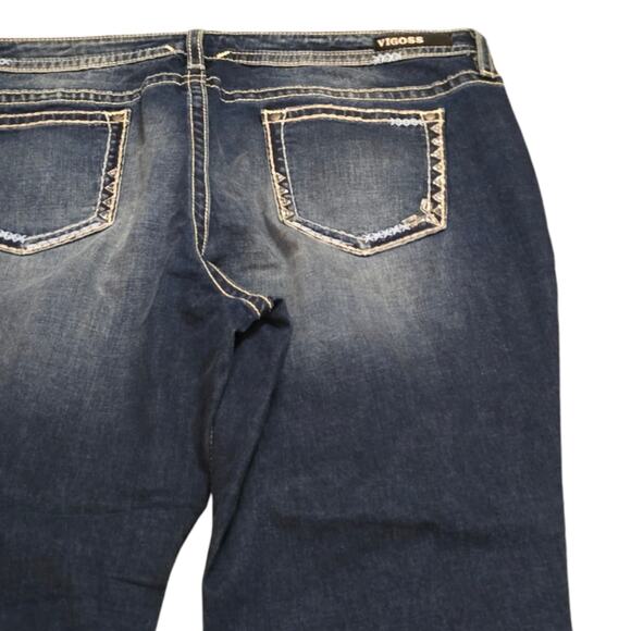 Vigoss Heritage Fit Stretch Rolled Hem Bling Pocket Jeans Plus Size 24 - Picture 5 of 15